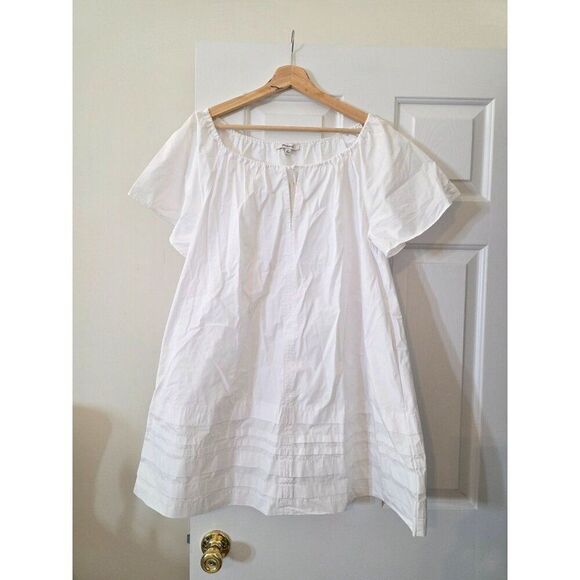 Madewell Poplin Flutter-Sleeve Pintuck Mini Dress M NWT $98 - Picture 2 of 10